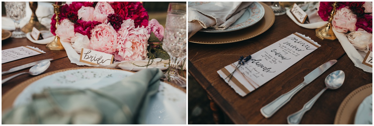 table top details of calligraphy | Gold Creek Pond Washington Elopement Photographer