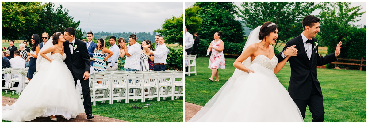 husband and bride walking down aisle | Hidden Meadows Wedding Snohomish Washington