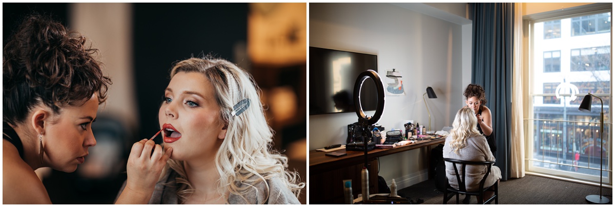 bride gettin make up done