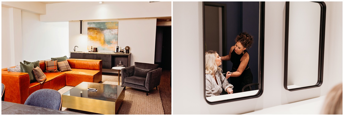 bride in wedding suit in hotel