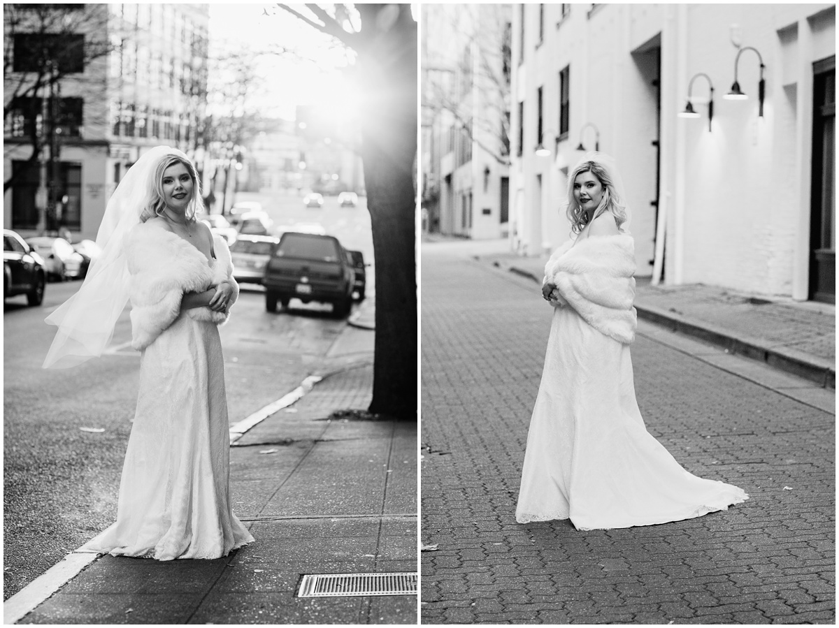 bride portraits in street
