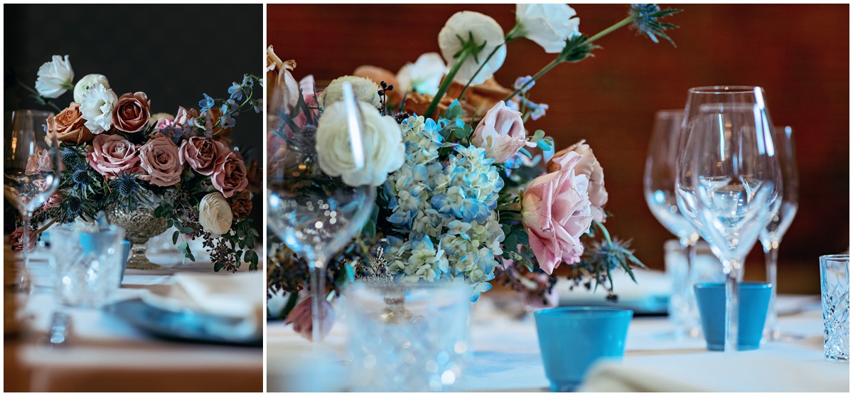 table settings with flowers
