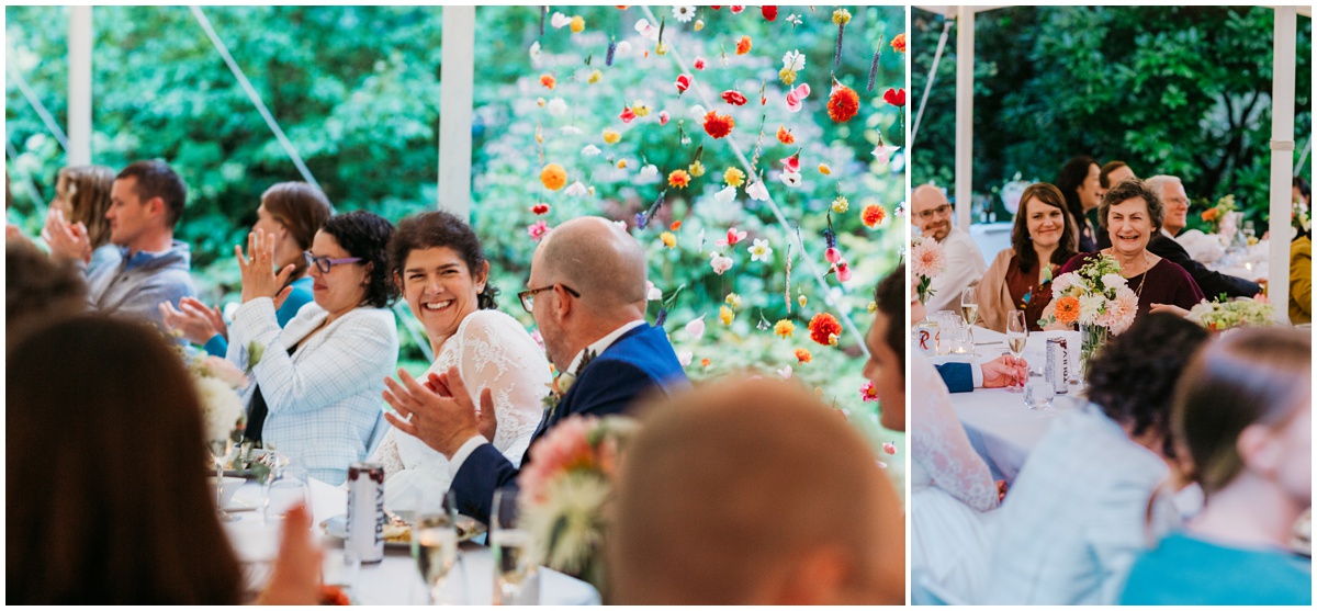 bride and groom during toasts