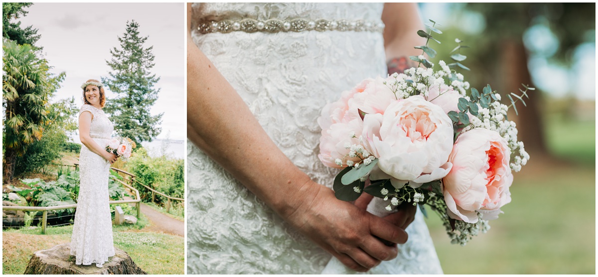 bride with flowers and bouquet