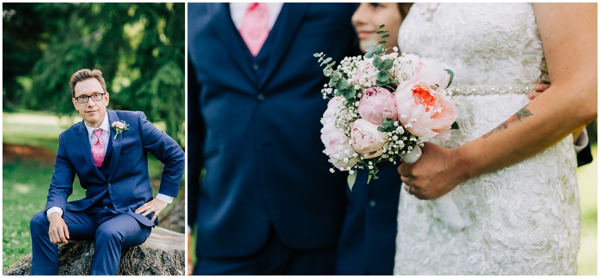 groom with portrait detail