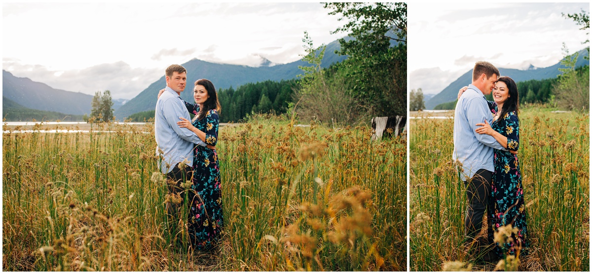 woman and man hugging in grass