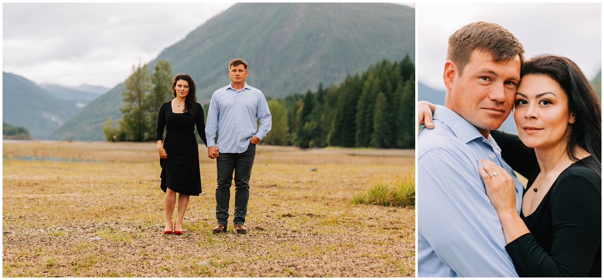 couple standing by lake