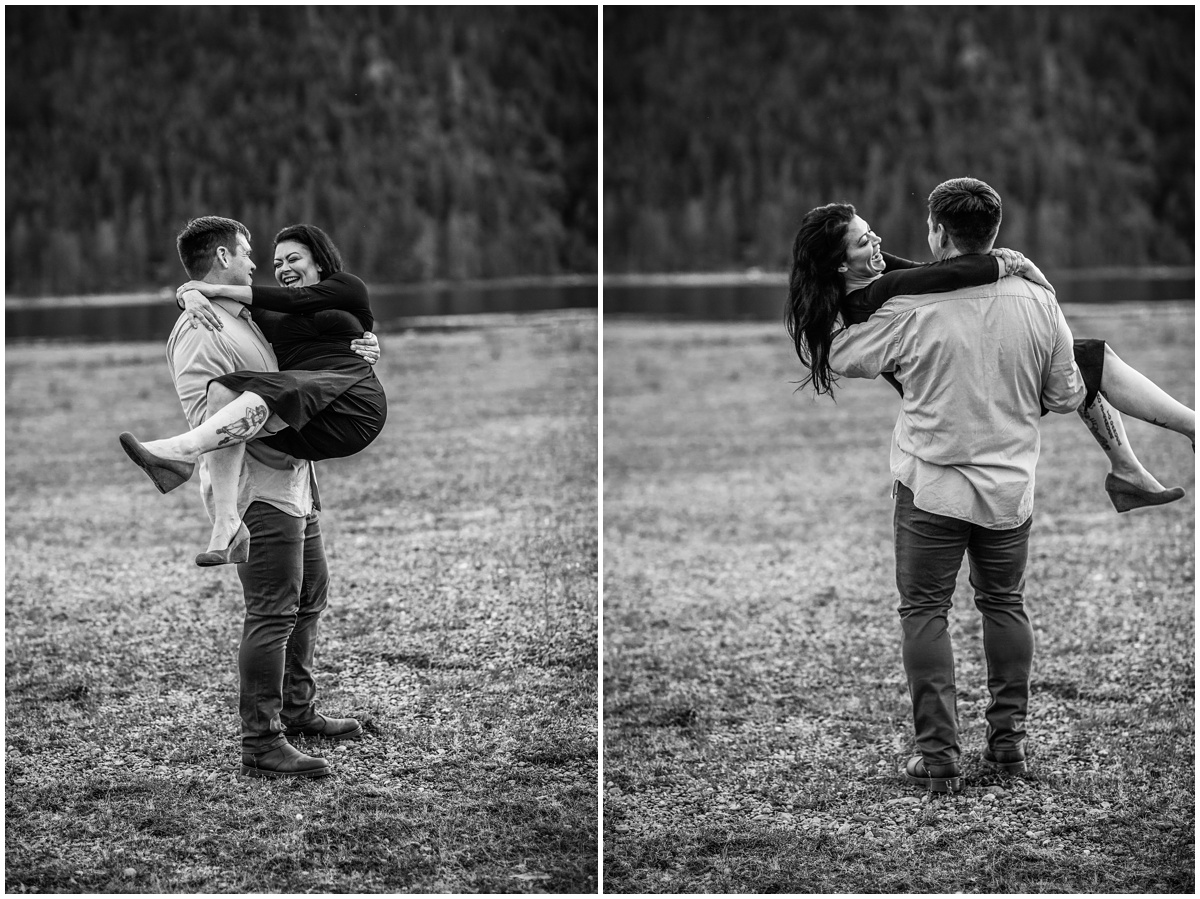 man holding woman in arms