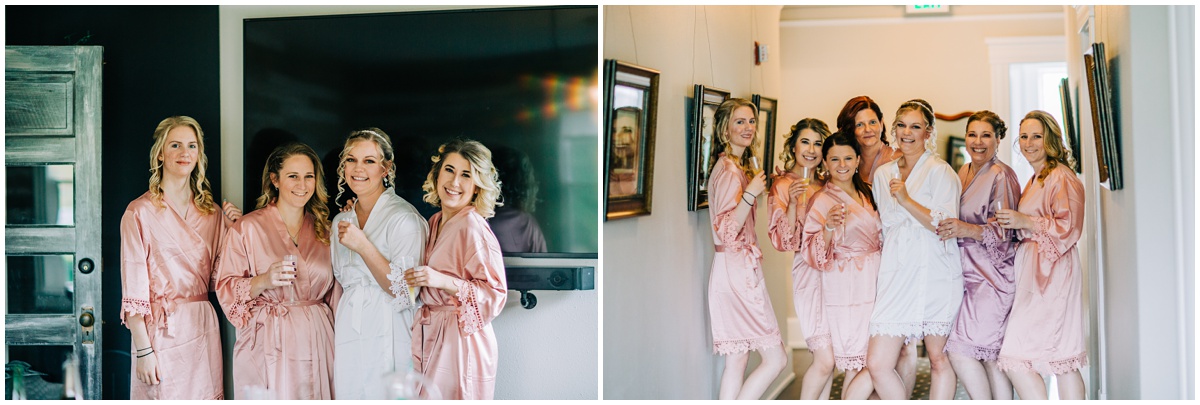bride and bridal party in robes