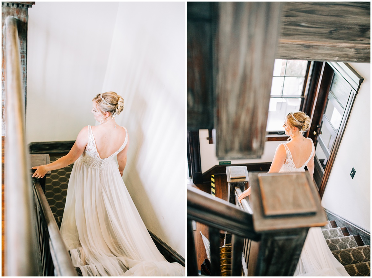 bride going down the stairs