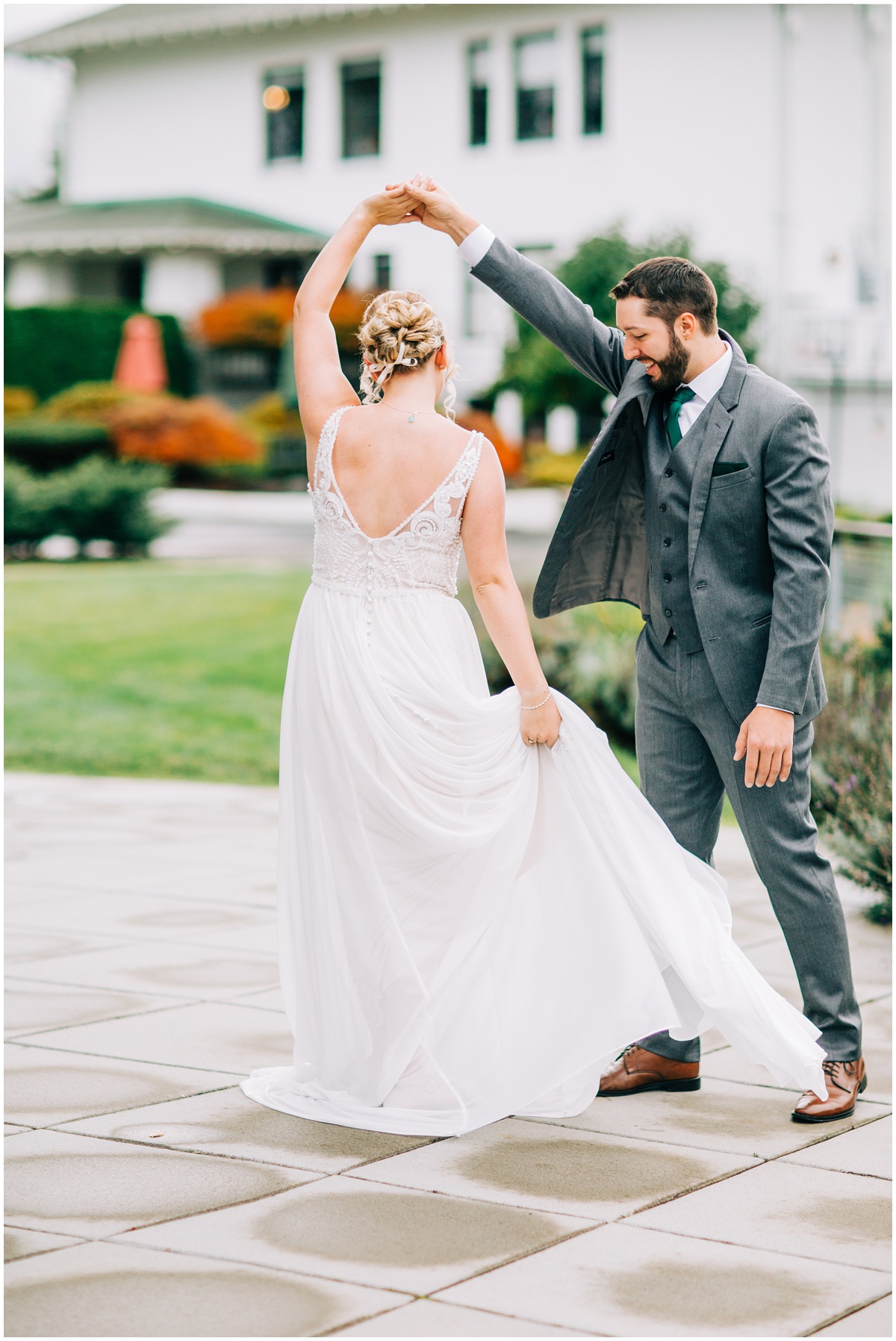 bride and groom dancing