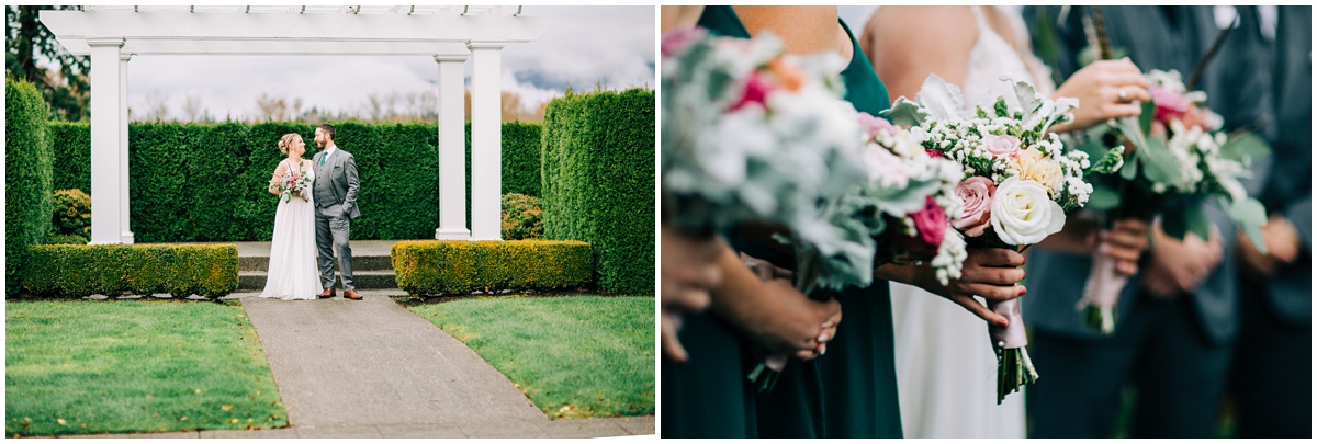 bride and bridesmaids pose