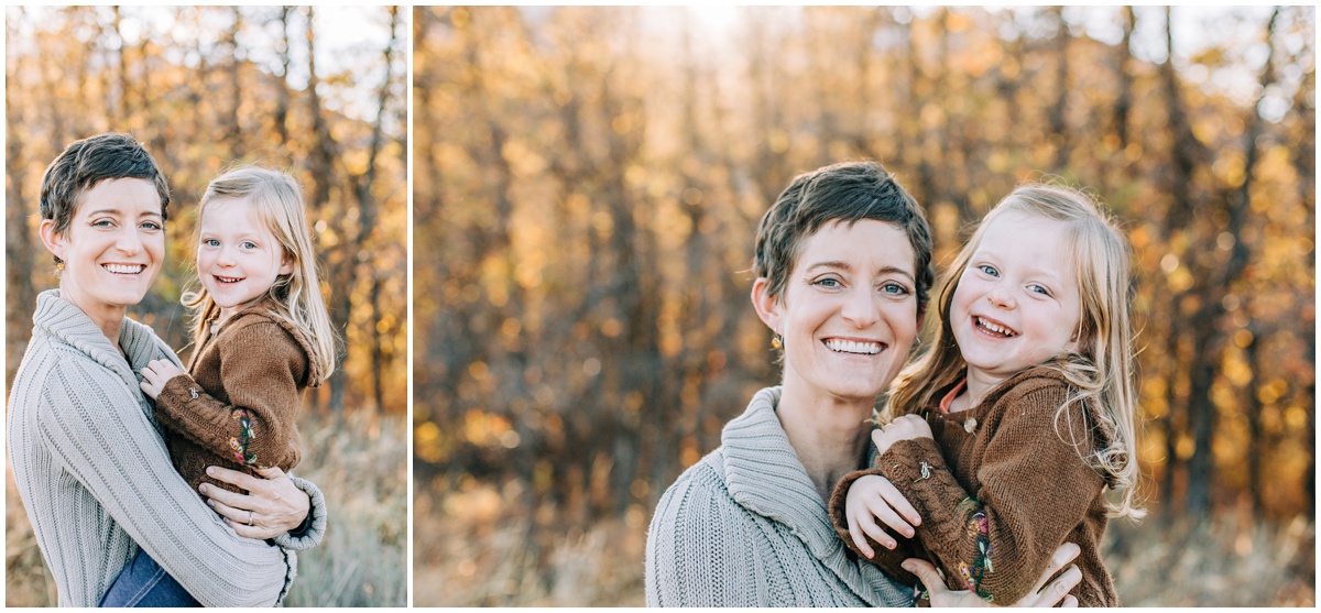 mother holding daughter