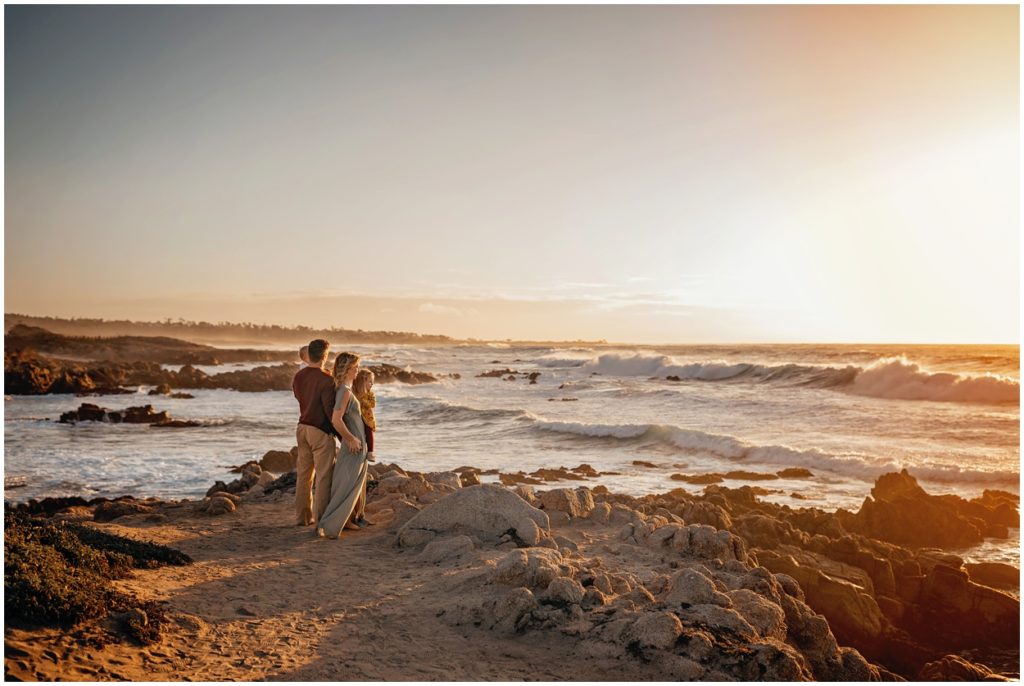 family looking at asilomar sunset