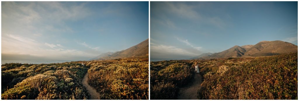 California coastline at big sur with girl running