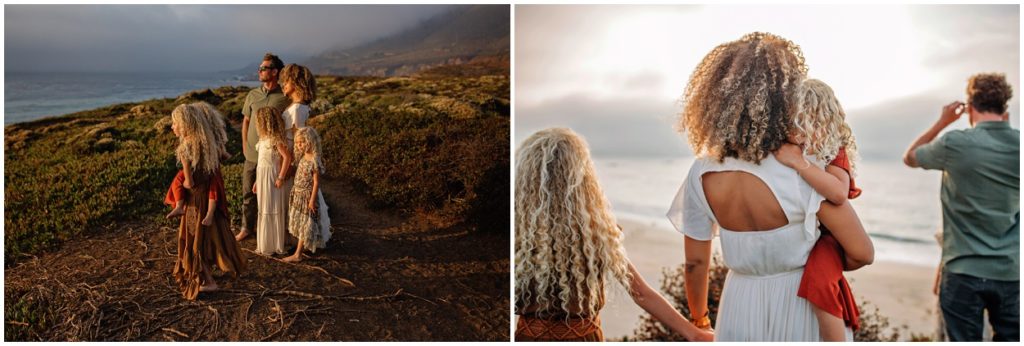 family looking at the big sur ocean during family session