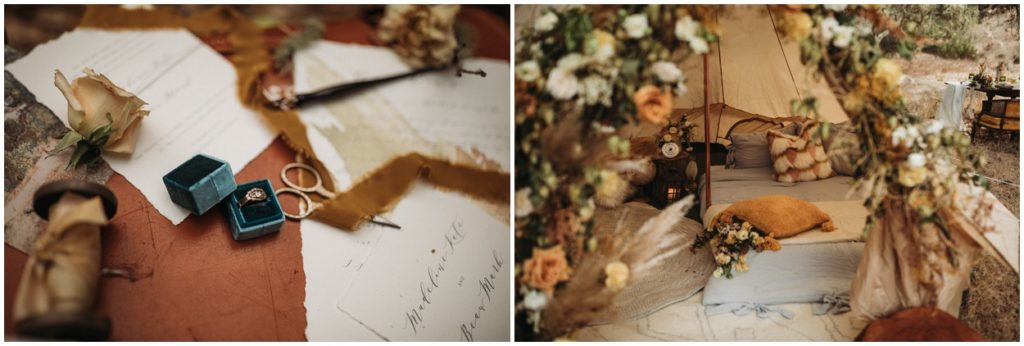 ring and invitation details of wedding elopement in monterey california