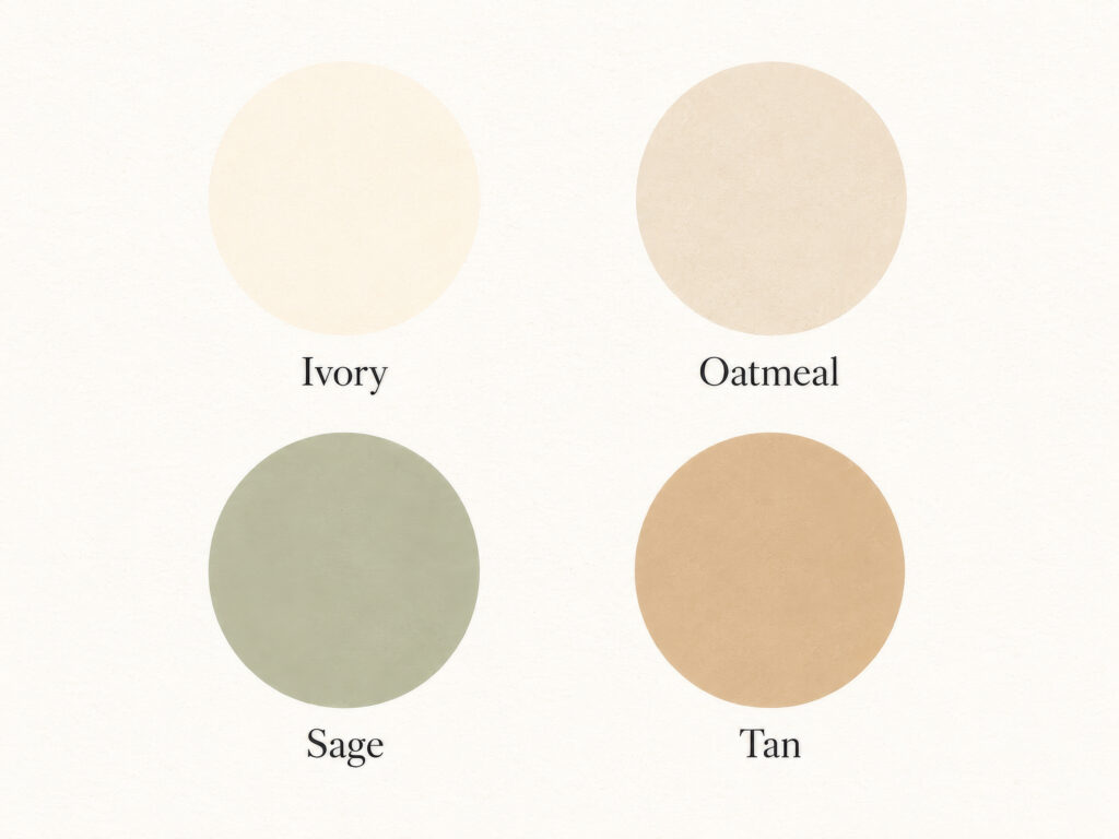 color palate ivory, oatmeal, sage, tan